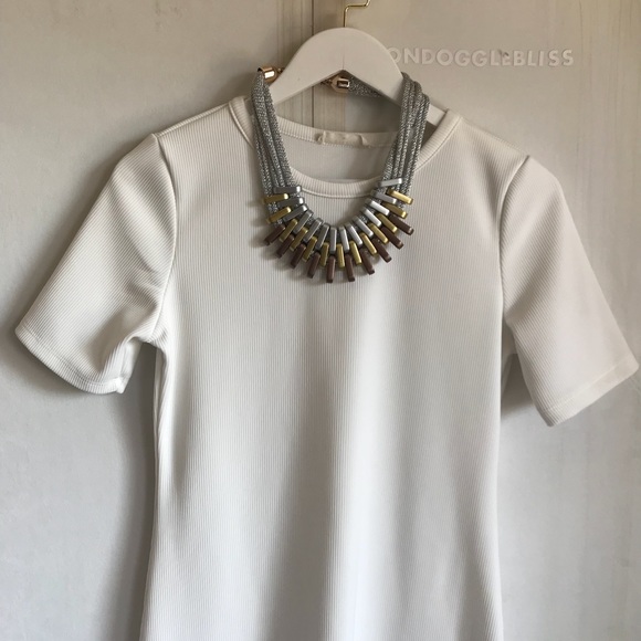 ELODIE White Ribbed Bodycon Dress - Picture 8 of 8